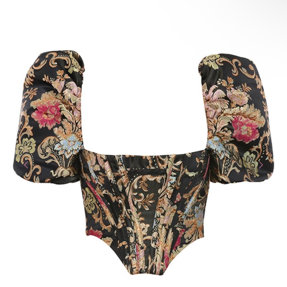 House of CB ISABELLA Brocade Jacquard Puff Sleeve Bustier - Picture 6 of 13